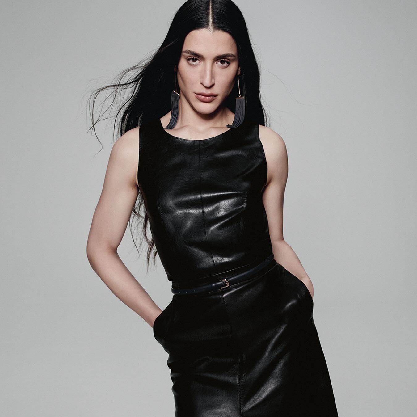 H&M Model wearing black dress