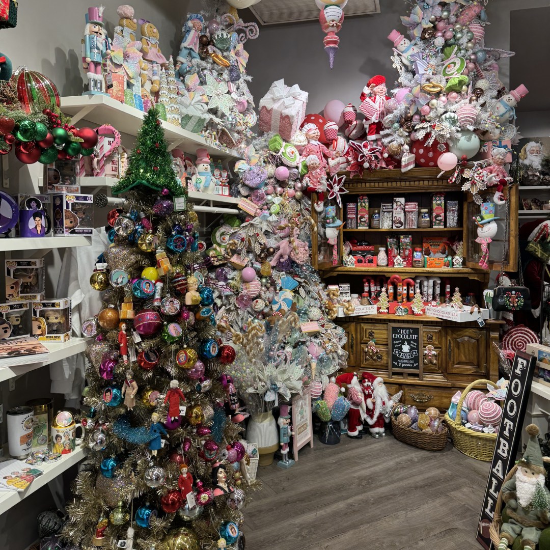 Interior image of Vanity House Designs with many holiday decorations